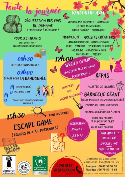 le programme de la journée portes ouvertes Les Printanières du dimanche 1er juin 2025 au Domaine de Cauquelle