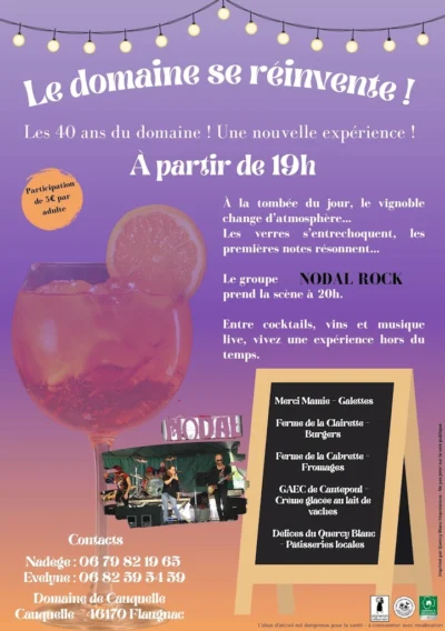 SOIREE COCKTAIL_2_au Domaine de Cauquelle saison 2026 programme de la soirée cocktail mardi 21 juillet 2026 au Domaine de Cauquelle